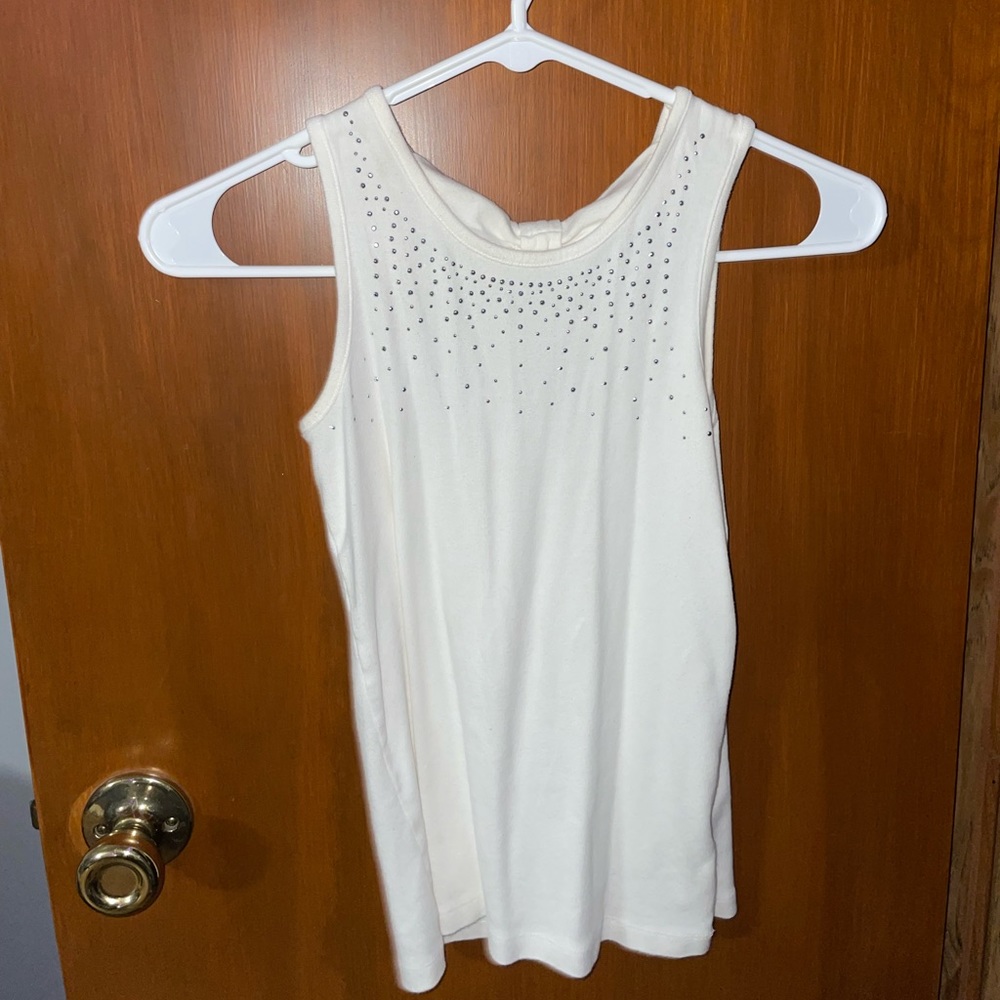 Faded Glory white Tank top with sliver sparkles